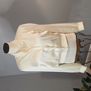 Rachel Zoe Ivory Satin Snap Front Elastic Waist Bomber Jacket - Size S